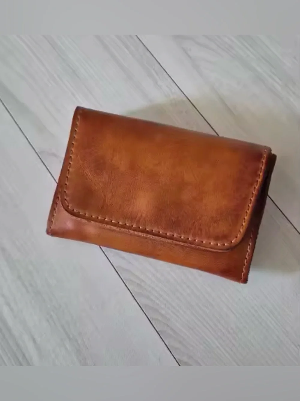Genuine Leather Snap Wallet in Cognac Brown Good Quality Vintage Brand New!